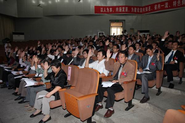 代表们举手表决现场2